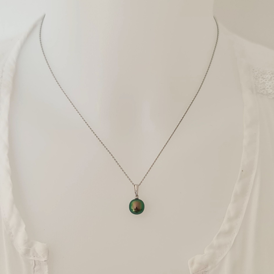 Belle de Jour  - Pendentif Or Blanc 18 carats et Perle de Tahiti d'Exception