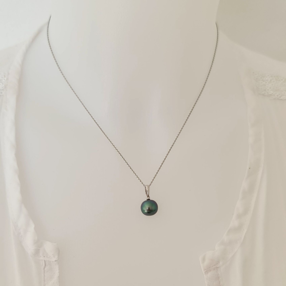 Belle de Jour  - Pendentif Or Blanc 18 carats et Perle de Tahiti d'Exception