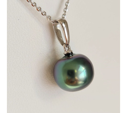 Belle de Jour  - Pendentif Or Blanc 18 carats et Perle de Tahiti d'Exception