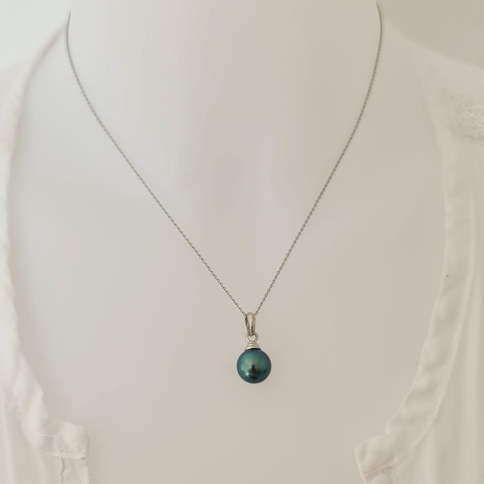 Bora Bora - Pendentif en Or Blanc et Perle de Tahiti d'Exception
