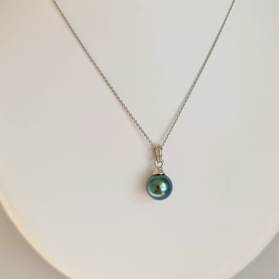 Bora Bora - Pendentif en Or Blanc et Perle de Tahiti d'Exception