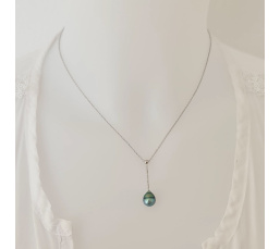 Poeiti - Collier Argent rhodié et Perle de Tahiti d'Exception