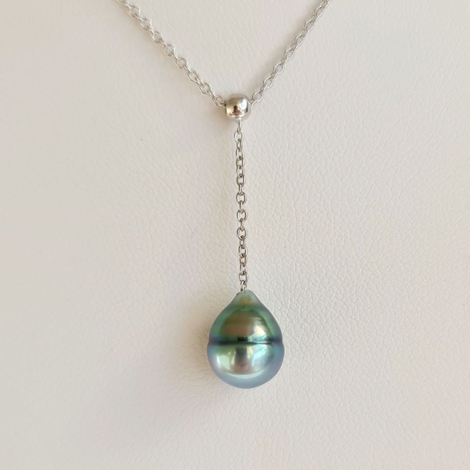 Poeiti - Collier Argent rhodié et Perle de Tahiti d'Exception