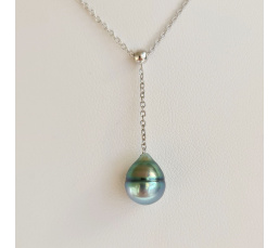 Poeiti - Collier Argent rhodié et Perle de Tahiti d'Exception