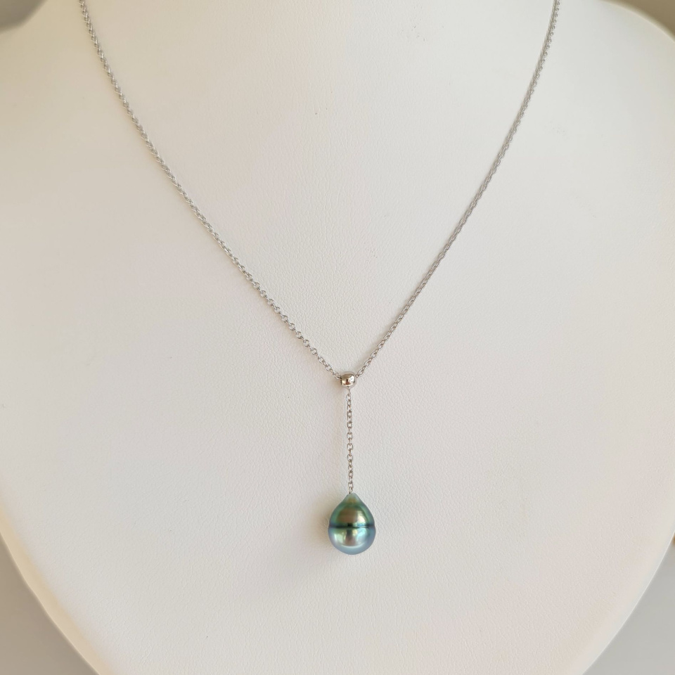 Poeiti - Collier Argent rhodié et Perle de Tahiti d'Exception