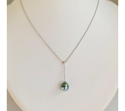 Poeiti - Collier Argent rhodié et Perle de Tahiti d'Exception