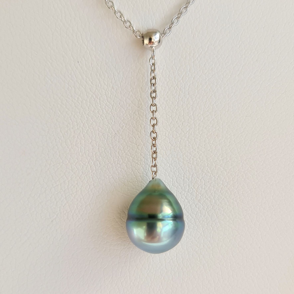 Poeiti - Collier Argent rhodié et Perle de Tahiti d'Exception