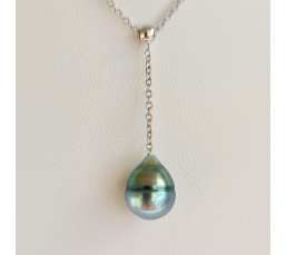 Poeiti - Collier Argent rhodié et Perle de Tahiti d'Exception