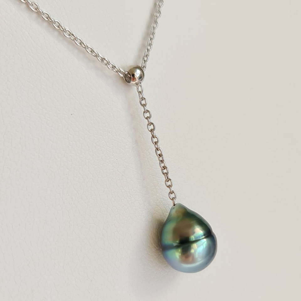 Poeiti - Collier Argent rhodié et Perle de Tahiti d'Exception