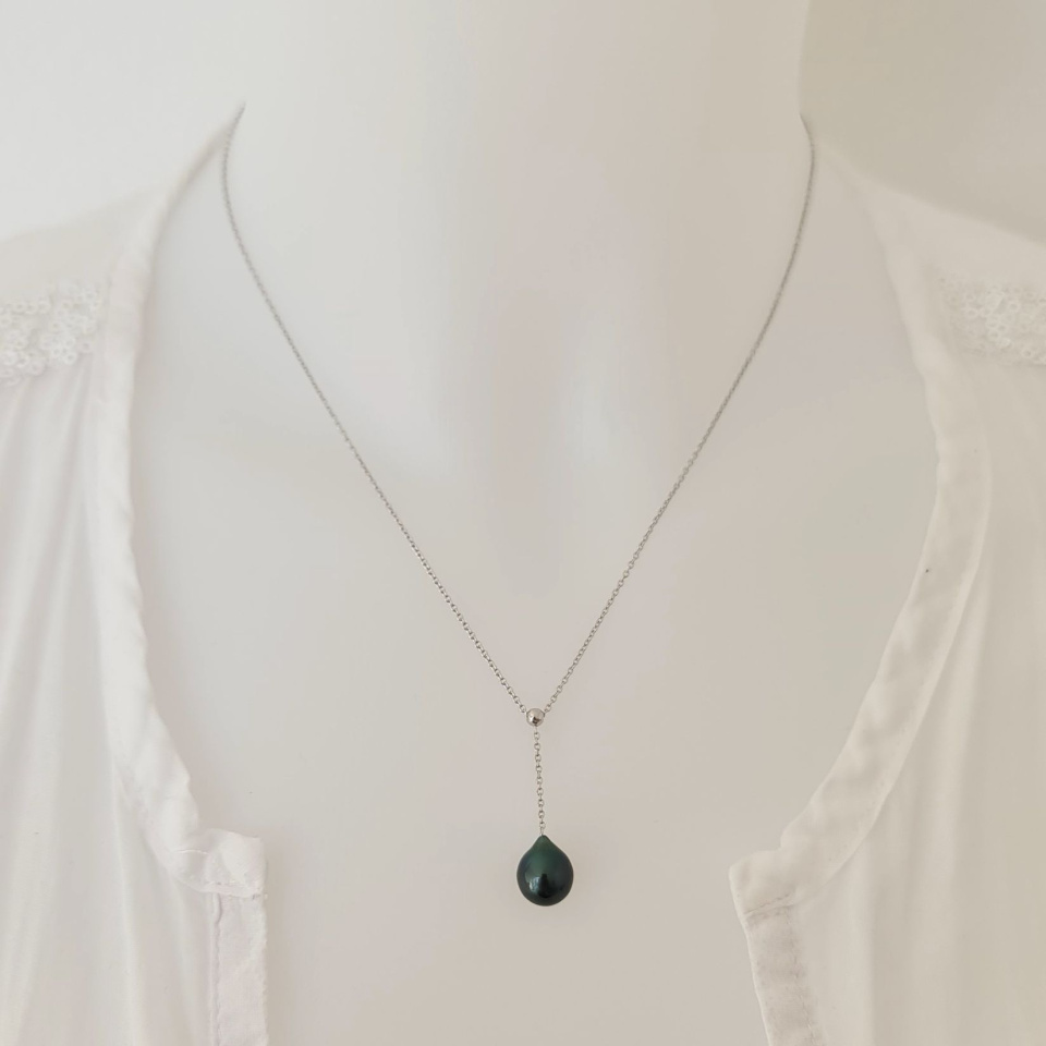 Poeiti - Collier Argent rhodié et Perle de Tahiti d'Exception