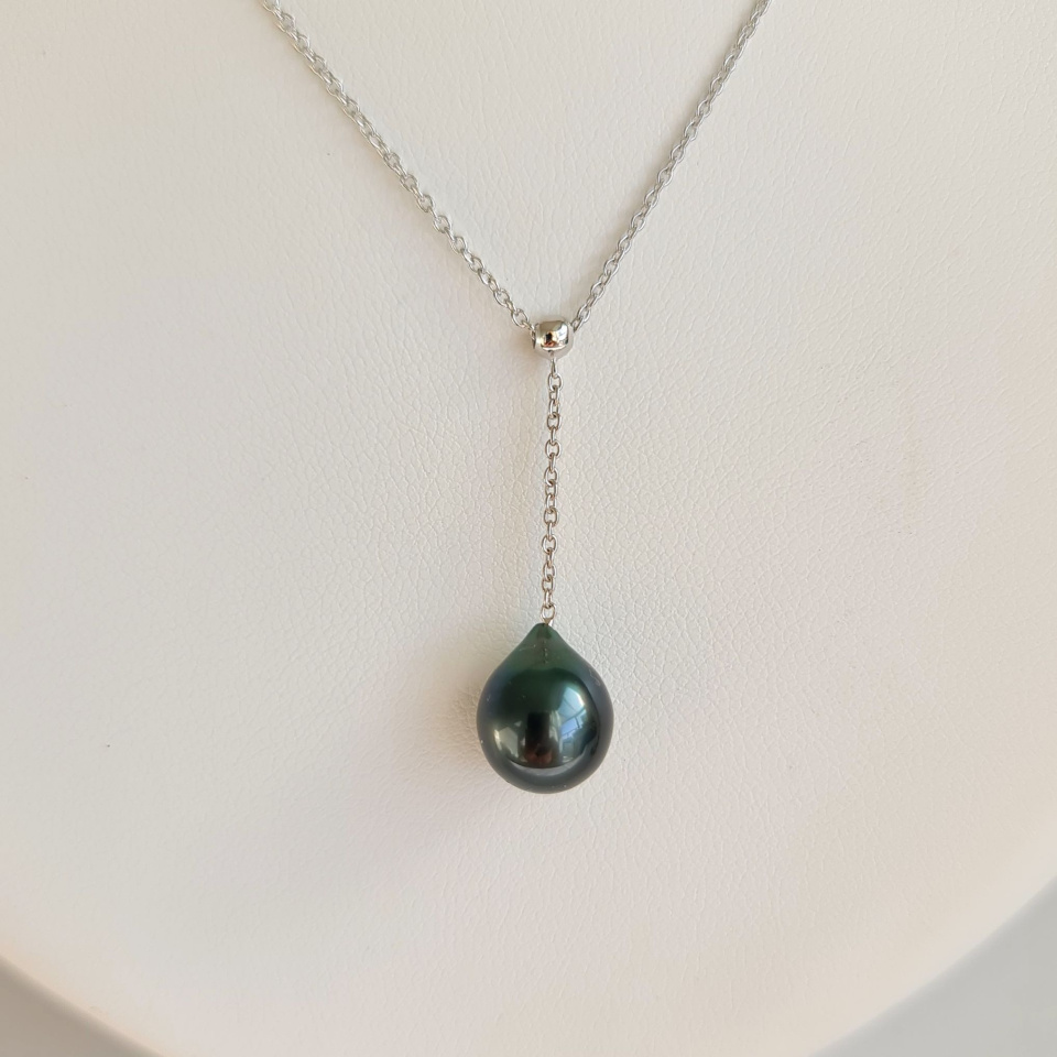 Poeiti - Collier Argent rhodié et Perle de Tahiti d'Exception