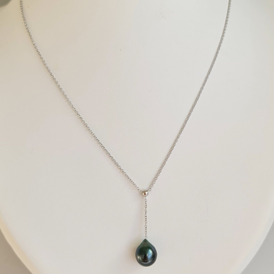 Poeiti - Collier Argent rhodié et Perle de Tahiti d'Exception