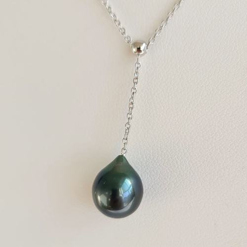 Poeiti - Collier Argent rhodié et Perle de Tahiti d'Exception