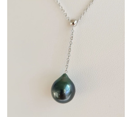 Poeiti - Collier Argent rhodié et Perle de Tahiti d'Exception