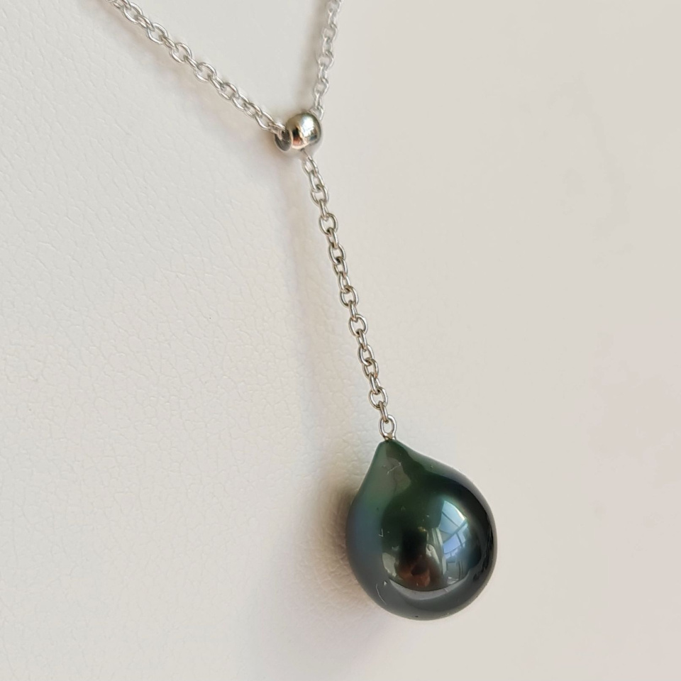 Poeiti - Collier Argent rhodié et Perle de Tahiti d'Exception