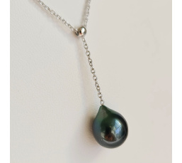 Poeiti - Collier Argent rhodié et Perle de Tahiti d'Exception