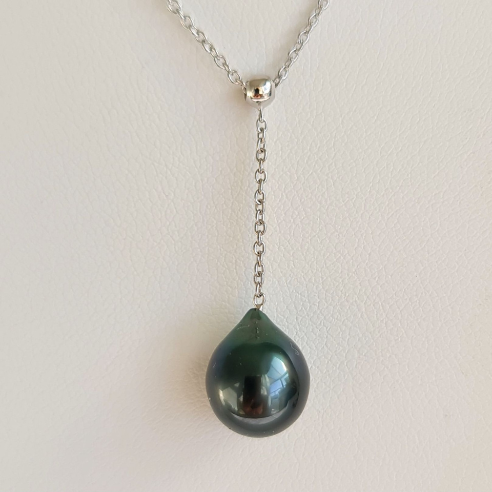 Poeiti - Collier Argent rhodié et Perle de Tahiti d'Exception