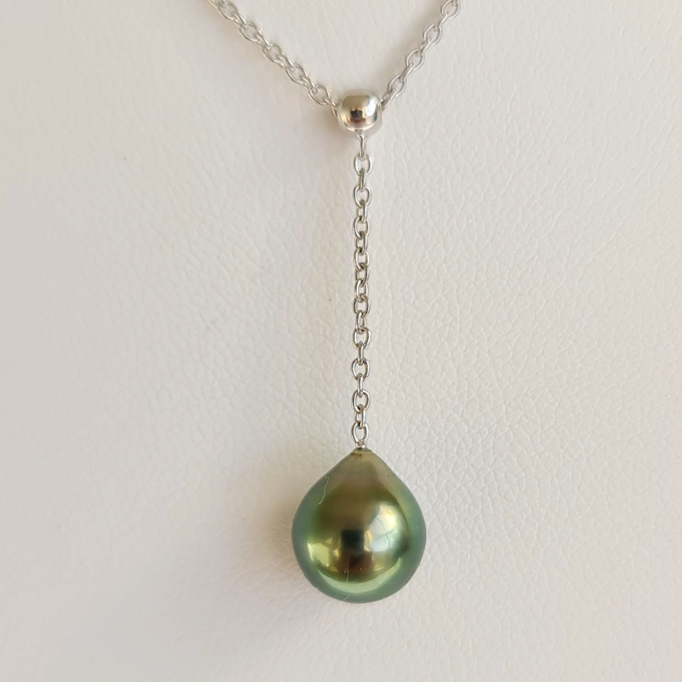 Poeiti - Collier Argent rhodié et Perle de Tahiti d'Exception