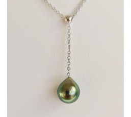 Poeiti - Collier Argent rhodié et Perle de Tahiti d'Exception