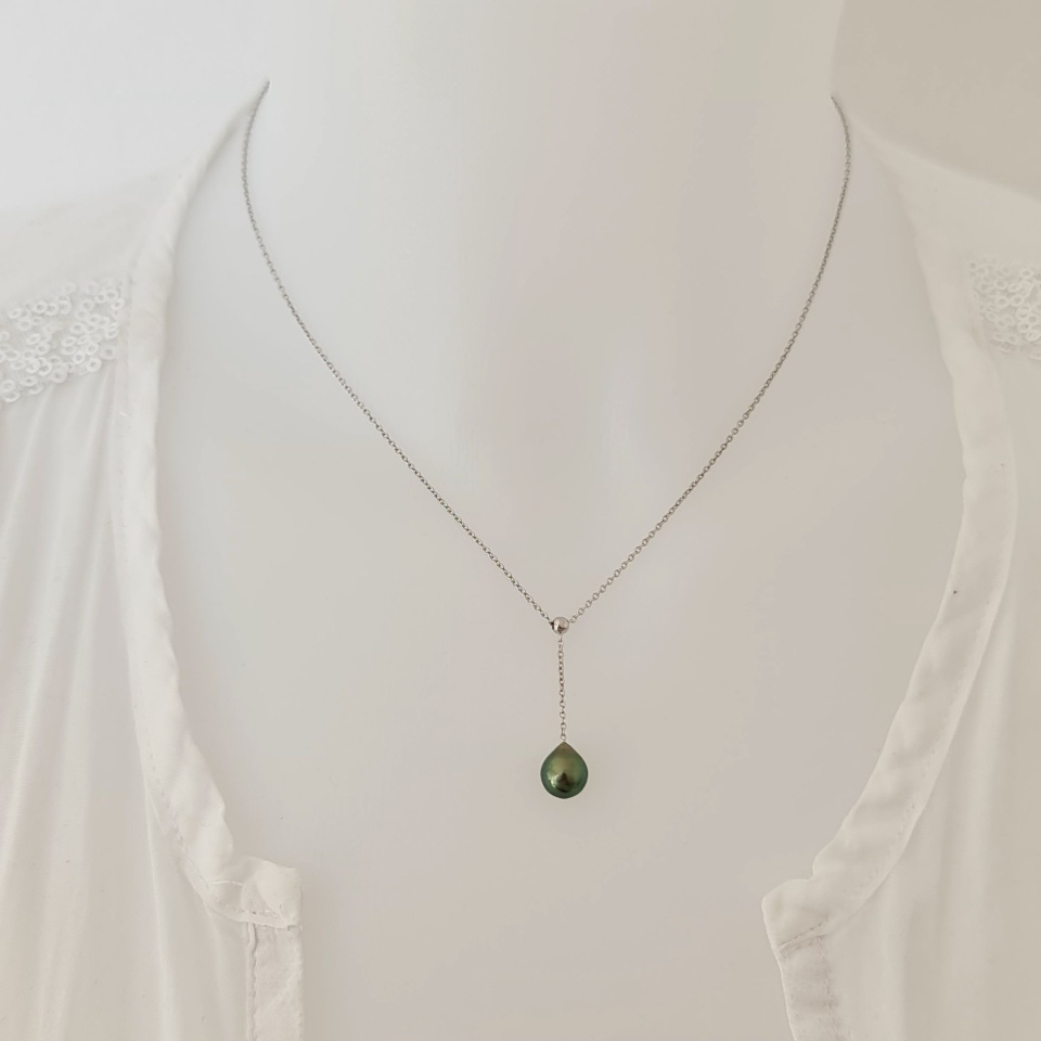 Poeiti - Collier Argent rhodié et Perle de Tahiti d'Exception