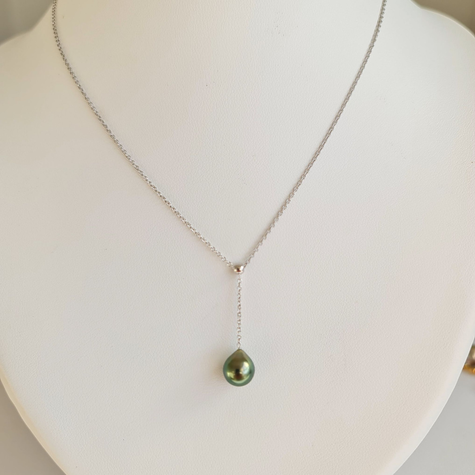 Poeiti - Collier Argent rhodié et Perle de Tahiti d'Exception