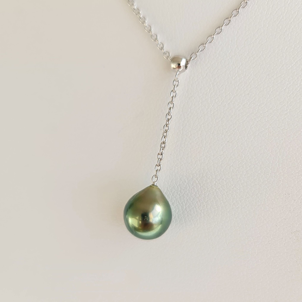 Poeiti - Collier Argent rhodié et Perle de Tahiti d'Exception