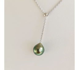 Poeiti - Collier Argent rhodié et Perle de Tahiti d'Exception