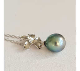 Fleur des Iles - Collier Argent Rhodié et Perle de Tahiti d'Exception