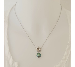 Fleur des Iles - Collier Argent Rhodié et Perle de Tahiti d'Exception