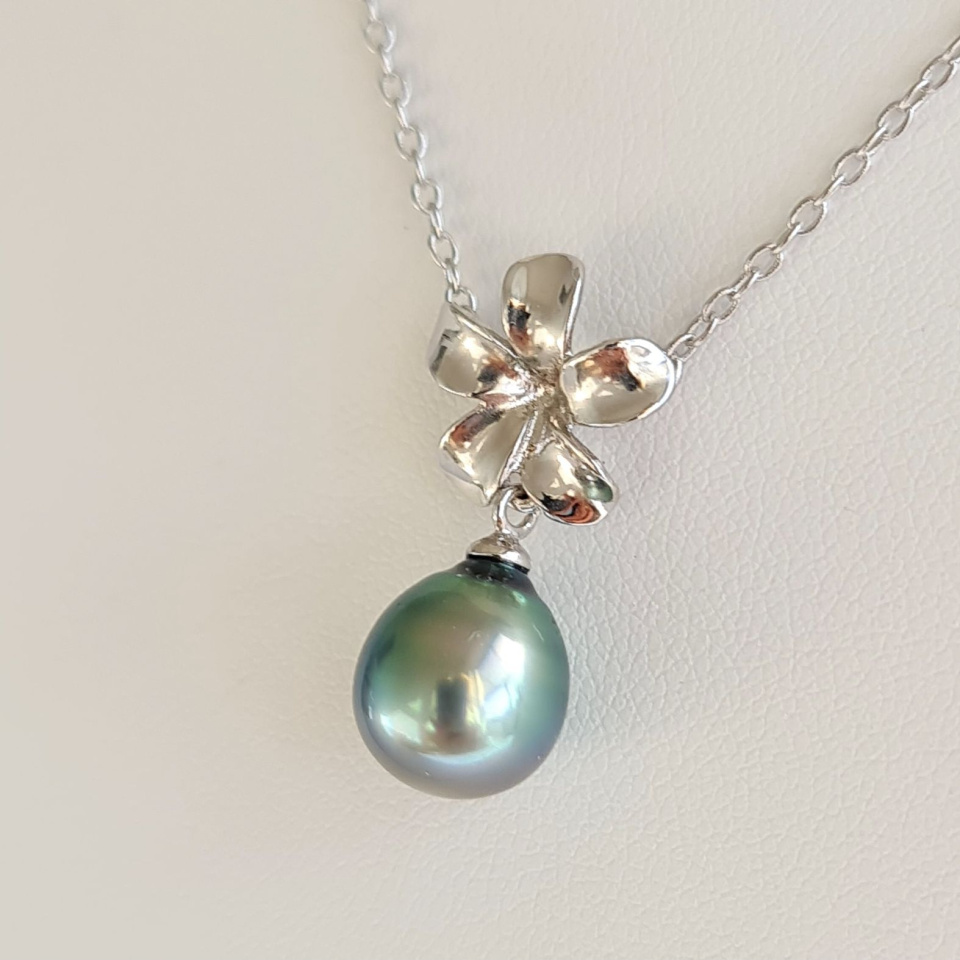 Fleur des Iles - Collier Argent Rhodié et Perle de Tahiti d'Exception