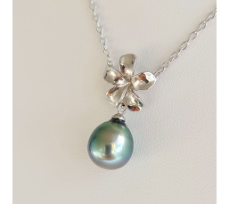 Fleur des Iles - Collier Argent Rhodié et Perle de Tahiti d'Exception