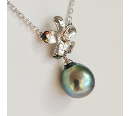 Fleur des Iles - Collier Argent Rhodié et Perle de Tahiti d'Exception