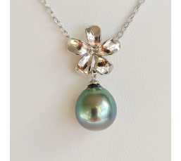 Fleur des Iles - Collier Argent Rhodié et Perle de Tahiti d'Exception