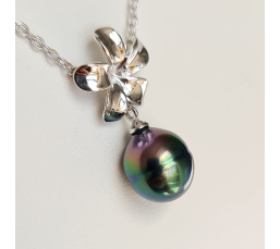 Fleur des Iles - Collier Argent Rhodié et Perle de Tahiti d'Exception