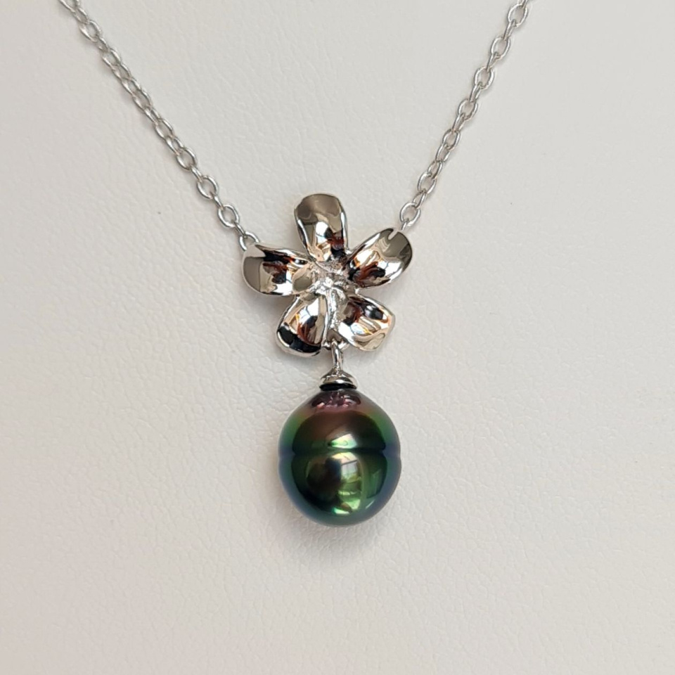 Fleur des Iles - Collier Argent Rhodié et Perle de Tahiti d'Exception