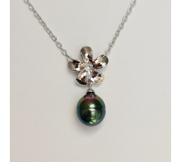 Fleur des Iles - Collier Argent Rhodié et Perle de Tahiti d'Exception