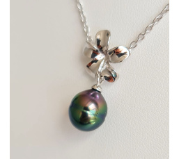 Fleur des Iles - Collier Argent Rhodié et Perle de Tahiti d'Exception