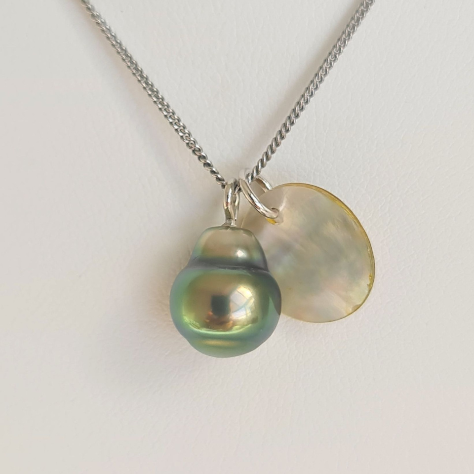 Tahiti - Collier Argent rhodié et Véritable Perle de Tahiti
