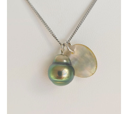 Tahiti - Collier Argent rhodié et Véritable Perle de Tahiti