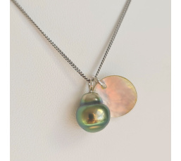 Tahiti - Collier Argent rhodié et Véritable Perle de Tahiti