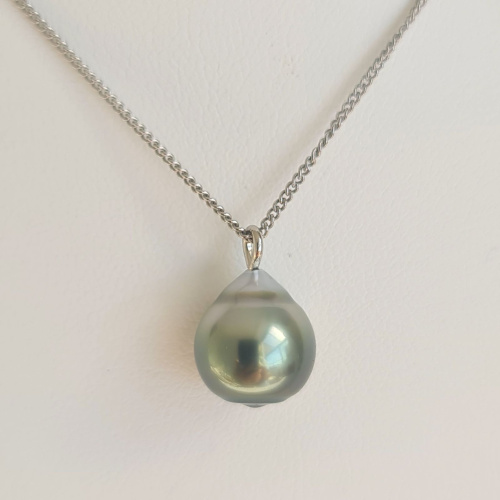 Tahiti - Collier Argent rhodié et Perle de Tahiti d'exception