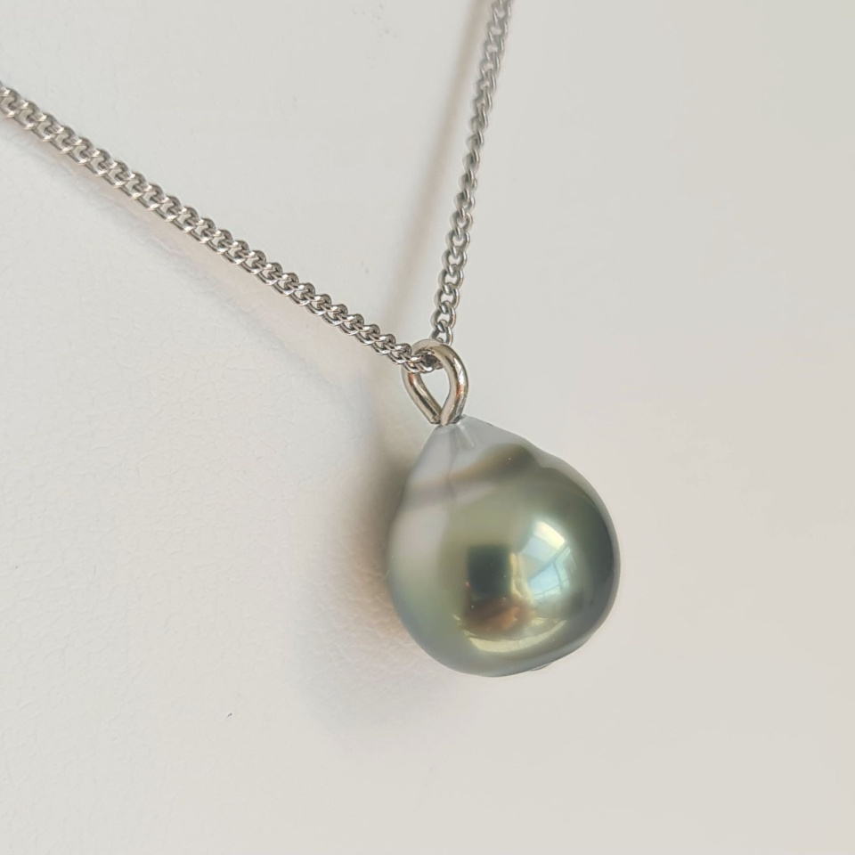 Tahiti - Collier Argent rhodié et Perle de Tahiti d'exception