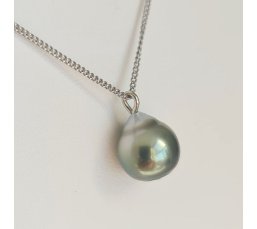 Tahiti - Collier Argent rhodié et Perle de Tahiti d'exception