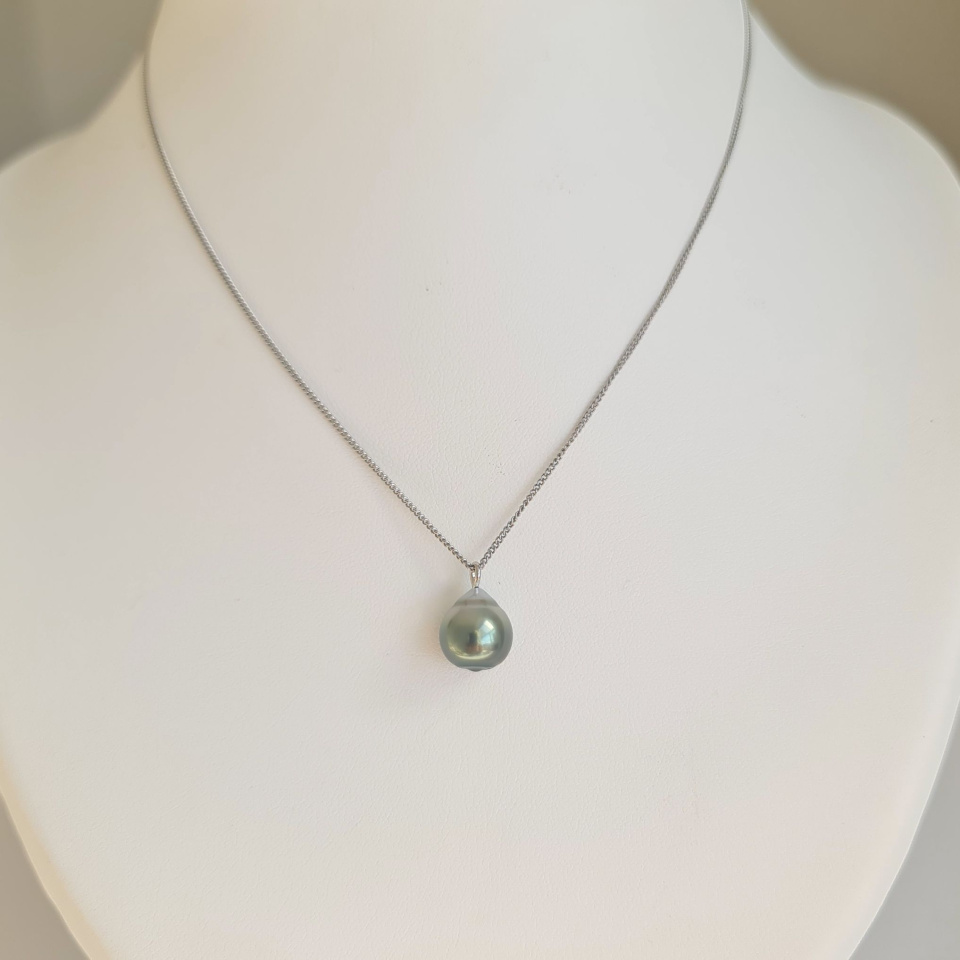 Tahiti - Collier Argent rhodié et Perle de Tahiti d'exception