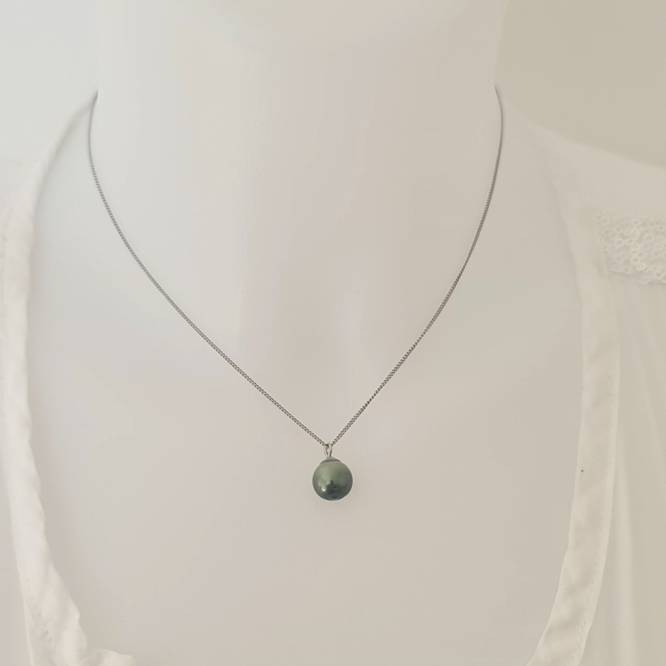 Tahiti - Collier Argent rhodié et Perle de Tahiti d'exception