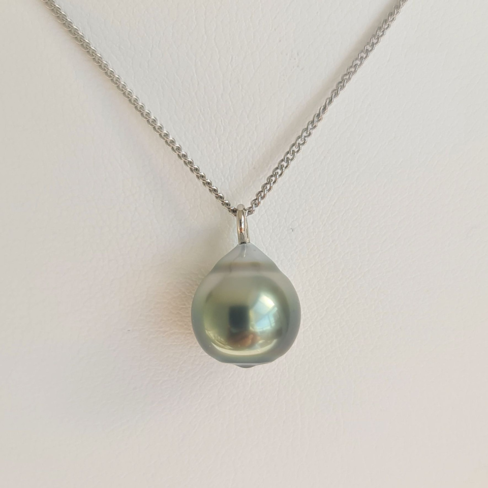 Tahiti - Collier Argent rhodié et Perle de Tahiti d'exception