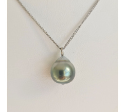 Tahiti - Collier Argent rhodié et Perle de Tahiti d'exception