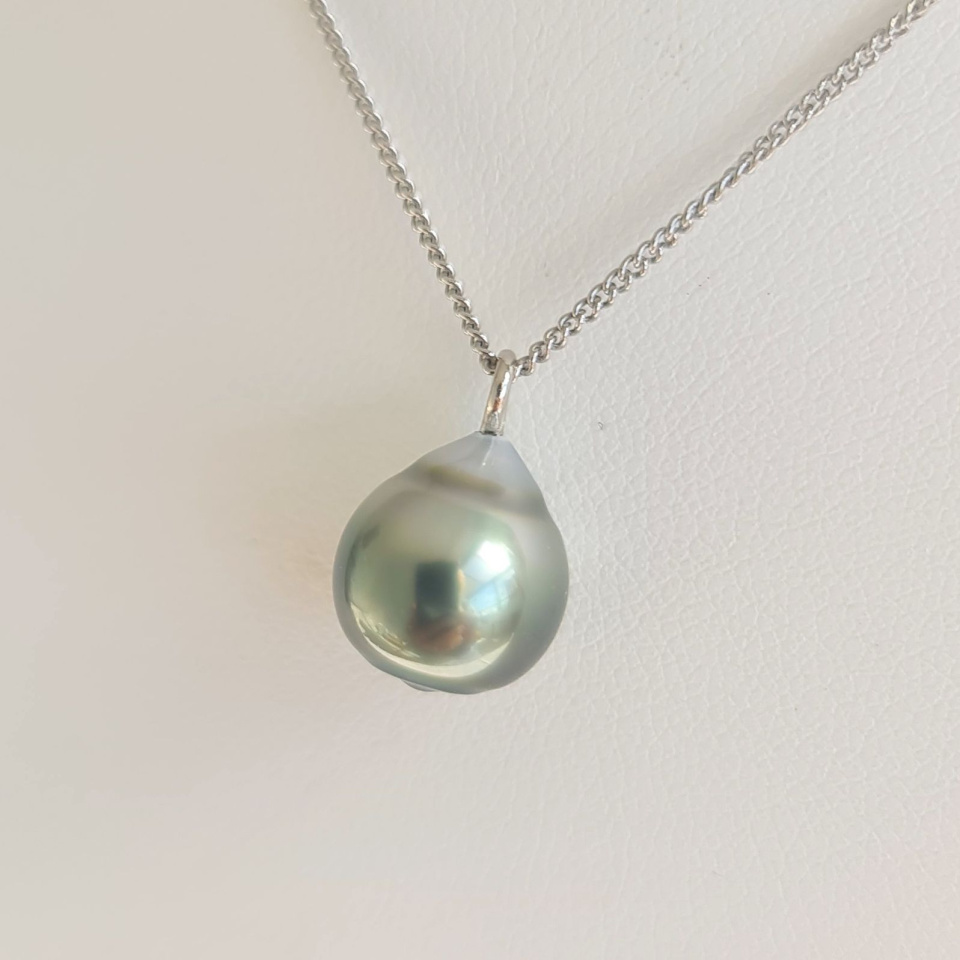 Tahiti - Collier Argent rhodié et Perle de Tahiti d'exception