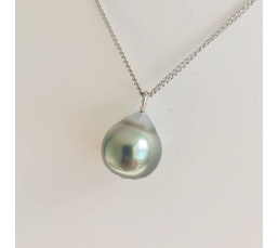 Tahiti - Collier Argent rhodié et Perle de Tahiti d'exception
