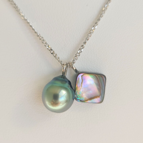 Tahiti - Collier Argent rhodié et Perle de Tahiti d'Exception